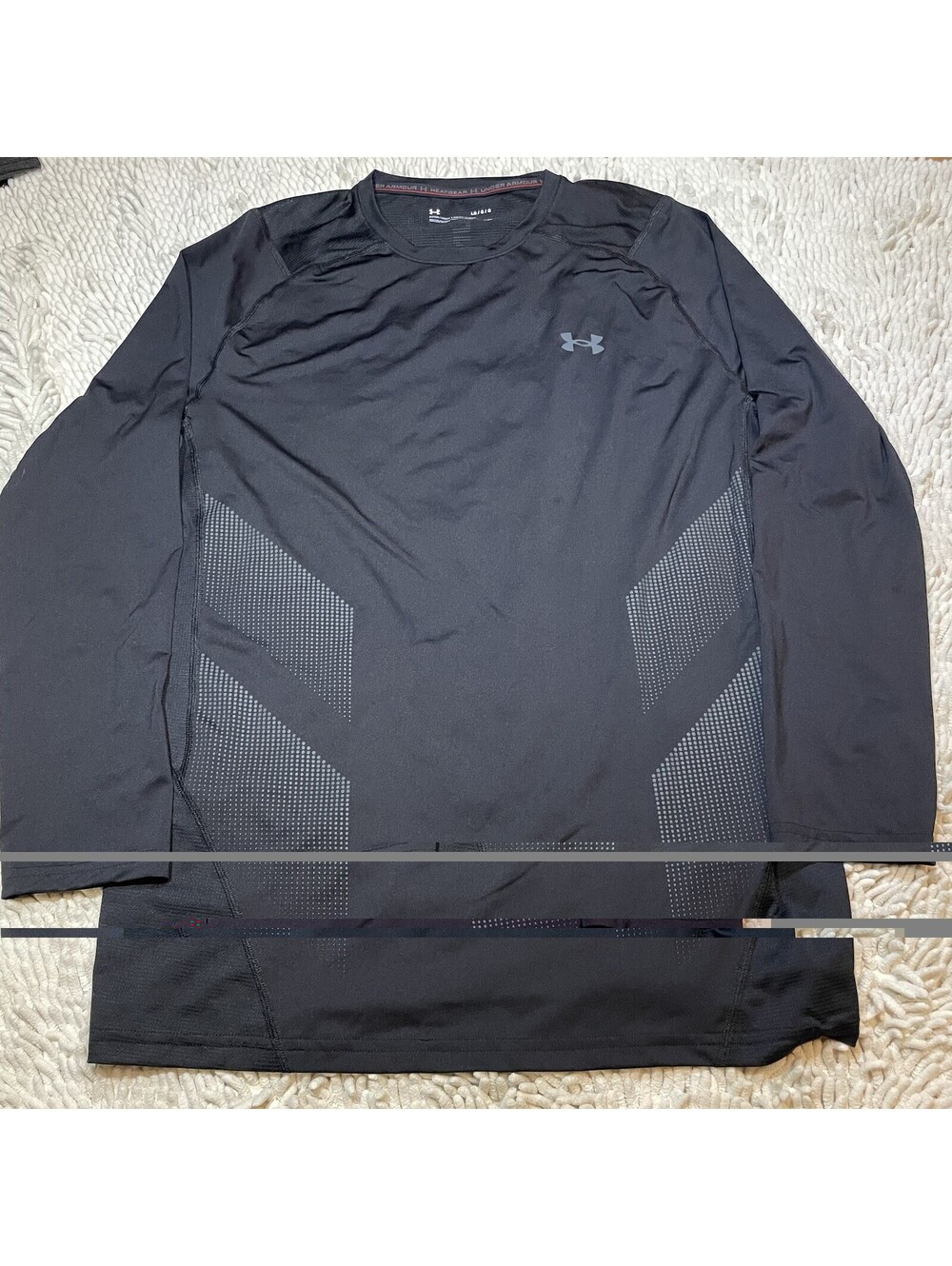 Under Armour Mens Large Long Sleeve Tactical HeatGear Shirt Black Fitted Breath